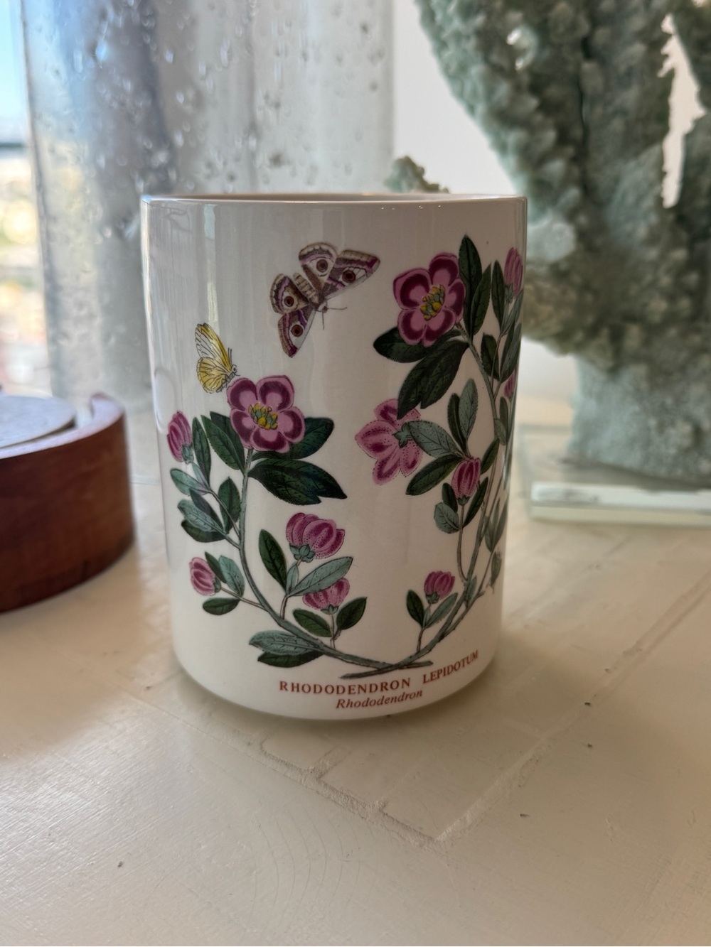 Rhododendron Floral Ceramic Vase - Pink and Green